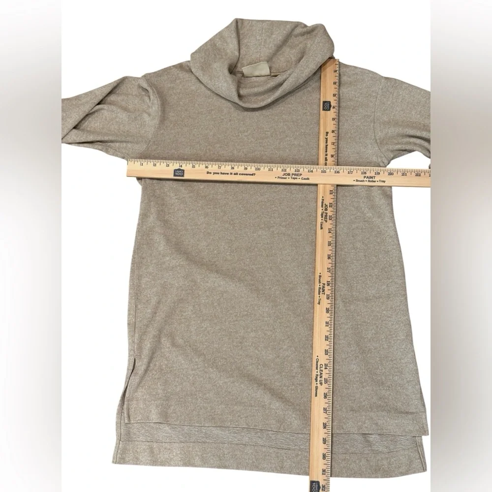 Maeve Anthropologie Oatmeal Heather Cowl Neck Tunic Sweater Small Long Rib Cuff